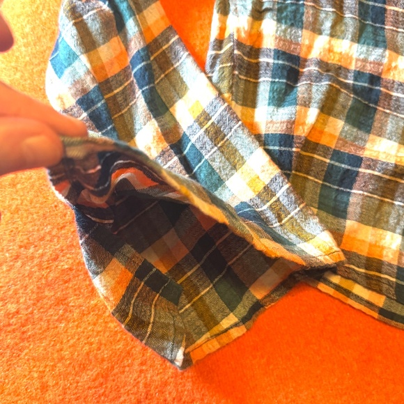 Green and brown boho flared sleeves gauze flannel cropped shirt NWT - Picture 4 of 7